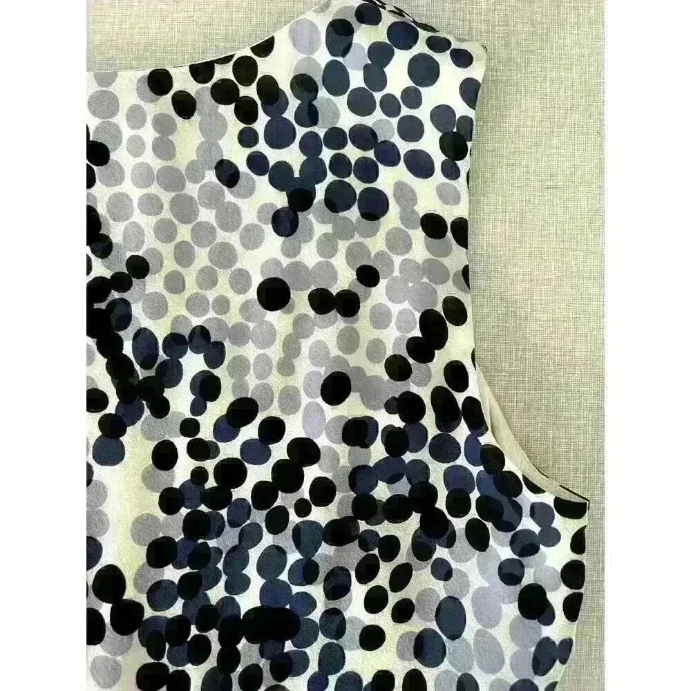 St John Sz 4 Silk Ruffle Dot Top White Black Dot Pattern Feminine Pretty Elegant - Picture 10 of 16